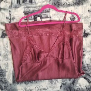 Victoria's Secret Maroon Satin Chemise Slip